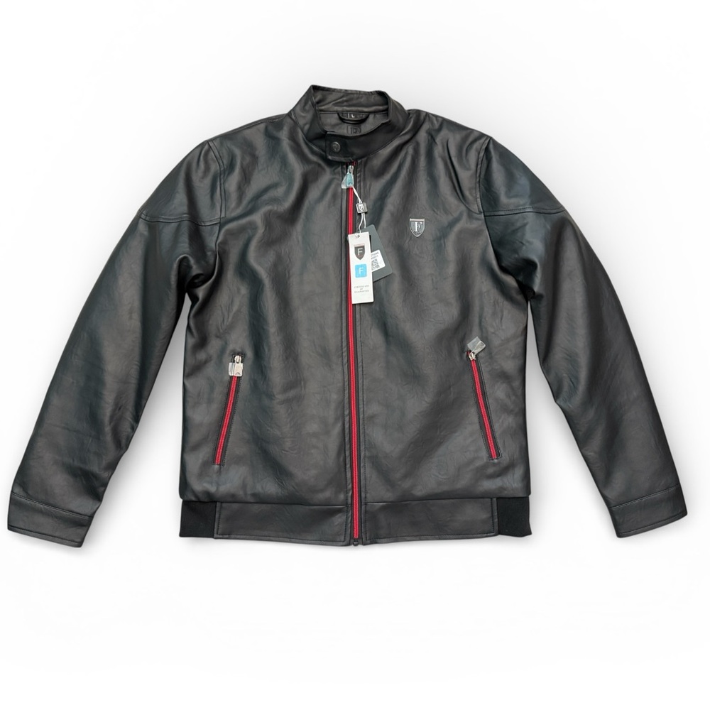 Ferrari F Collections Leather Moto Racer Jacket Size L  **BRAND NEW**